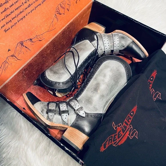 Freebird by Steven Winnie Ice Leather Mid Calf Heeled Boots - Picture 5 of 15